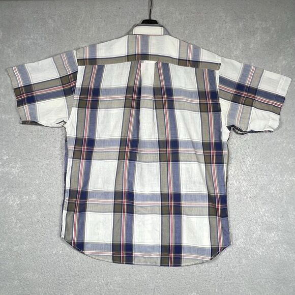 Vintage Christian Dior Monsieur Check Short Sleeve Button Up Shirt Men’s Medium - Picture 10 of 13